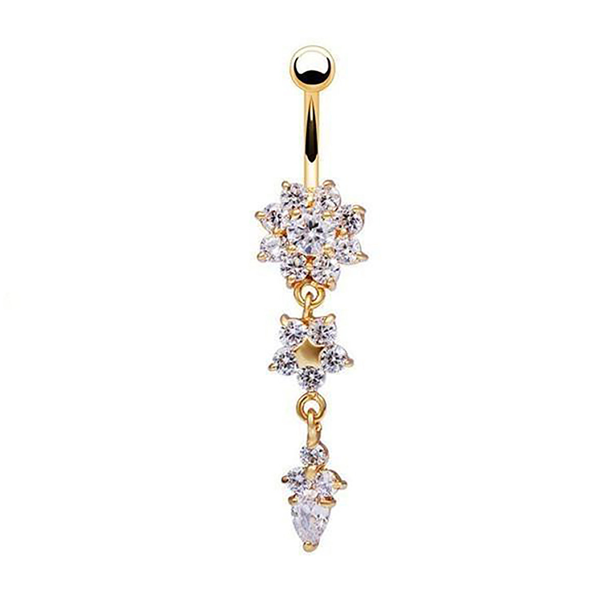 Annalise Cute Crystal Flower Dangle Belly Button Ring – MyBodiArt
