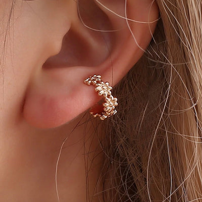 Cute Flower Ear Cuff Earring Conch Piercing Jewelry for Women in Rose Gold - www.MyBodiArt.com
