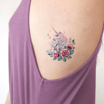 Unique Cute Watercolor Unicorn Small Rib Tattoo Ideas for Women for Teens - ideas pequeñas del tatuaje de la costilla del unicornio -  www.MyBodiArt.com #tattoos