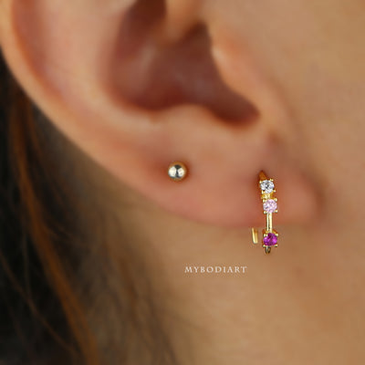 Cute Crystal Gold Small Huggie Hoop Earring Fashion Jewelry for Women -  lindo arete de oro - www.MyBodiArt.com