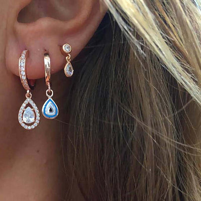 Cute Multiple Ear Piercing Ideas - Cartilage Helix Tragus Conch -  Bohemian Crystal Triple Earlobe Drop Earrings - www.MyBodiArt.com  