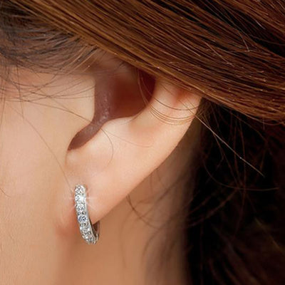 Small Simple Dainty Crystal Hoop Huggie Earring Fashion Jewelry for Women - www.MyBodiArt.com