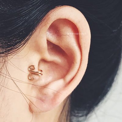 Minimalist Simple Cute Swirl Tragus Metal Wire Ear Cuff Clip Earring -  lindas ideas para perforar orejas - www.MyBodiArt.com