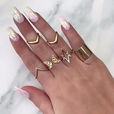 Cute Gold Butterfly Ring Set for Teens Unique Stackable Arrow Midi Knuckle Rings in Gold  - www.MyBodiArt.com #rings
