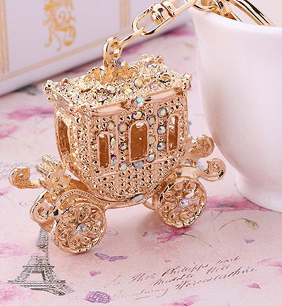 Cute Crystal Carriage Charm Keychain Keyring Key Fob Fashion Accessories Jewelry Purse Bag - www.MyBodiArt.com