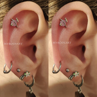 Planet Cartilage Piercing Cute Multiple Ear Piercing Earrings Opal Space Galaxy Planet Stud - www.MyBodiArt.com #piercings #earpiercings