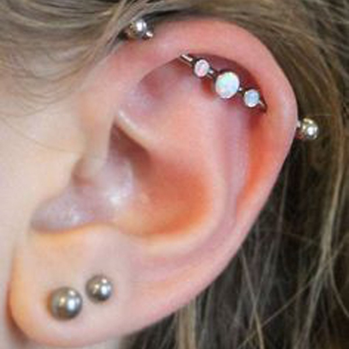 Scaffold Piercing Unique Industrial Barbell Opal Industrial