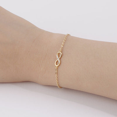 Simpre Cute Crystal Pave Infinity Charm Chain Bracelet in Silver or Gold Adjustable - www.MyBodiArt.com