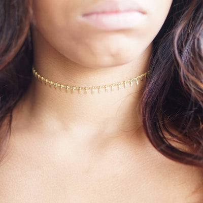 Cute Chain Choker Necklace for Teens Simple Dainty Minimalist Beads Necklaces in Gold or Silver for Women - collar gargantilla cadena linda y delicada - www.MyBodiArt.com #necklace