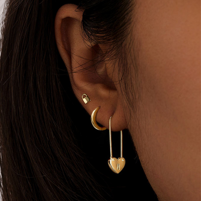 Unique Paperclip Gold Heart Hoop Earrings Fashion Jewelry for Women - www.MyBodiArt.com 