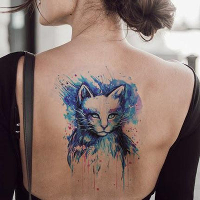 Colorful Cat Temporary Tattoo - MyBodiArt.com