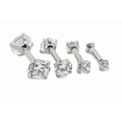 Gemina Double Crystal Ear Piercing Stud for Cartilage Helix Tragus in Gold or Silver 16G - MyBodiArt.com