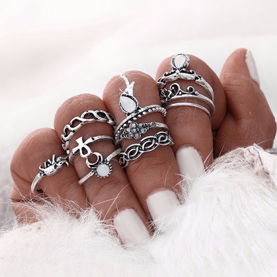 Boho Bohemian Style Starling Silver or Gold Midi Ring Jewelry Fashion Set Stackable Ideas at MyBodiArt.com 