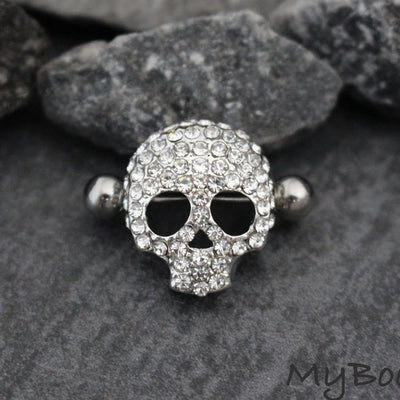 Crystal Skull Nipple Rings at MyBodiArt