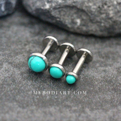 Erie Turquoise Ear Piercing Earring Studs 16G for Cartilage, Helix, Conch, Tragus Piercings - www.MyBodiArt.com