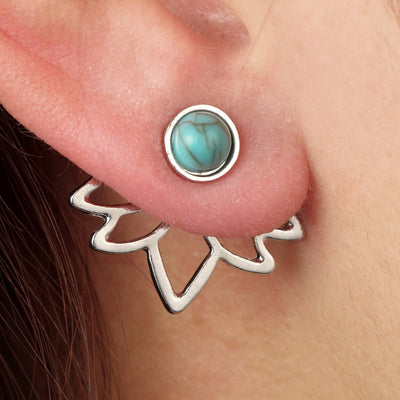 Boho Ear Piercing Ideas for Women - Turquoise Trendy Modern Ear Jacket Earrings - www.MyBodiArt.com #earrings