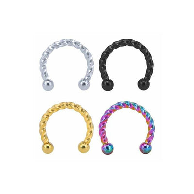 Tinkie Twisted Rope Horseshoe 16G Barbell Piercing for Septum Ring, Daith Rook Cartilage Tragus Conch Earring 16G, Eyebrow Lip Ring - MyBodiArt.com