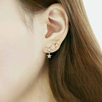 Cute Ear Piercing Ideas - Celestia Star Gold Ear Climber Earrings - MyBodiArt.com