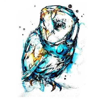 Watercolor Owl Temporary Tattoo - MyBodiArt.com