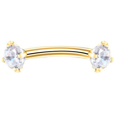 Crystal Gold Rook Earring Ear Piercing Jewelry Lip Ring Eyebrow Barbell for Women - www.MyBodiArt.com