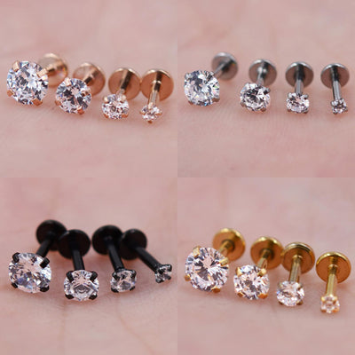 Swarovski Crystal Gold, Rose Gold, Black, Silver  Ear Piercing Jewelry Ideas for Cartilage, Helix, Conch Labret Stud - www.MyBodiA