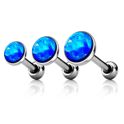Blue Opal Ear Piercing Jewelry for Cartialge, Helix, Conch, Forward Helix, Ear Lobe in Silver 16G - www.MyBodiArt.com