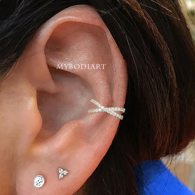 Cute Multiple Ear Piercing Jewelry Ideas Criss Cross X Cuff Conch Earring -  ideas de joyería piercing en la oreja - www.MyBodiArt.com 