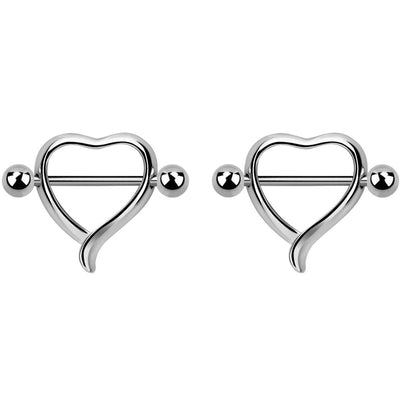 Heart Nipple Rings in Silver 16G - www.MyBodiArt.com