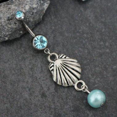 Seashell Belly Button Rings, Navel Piercing, Belly Button Piercing, Navel Jewelry, Belly Jewelry, Navel Ring