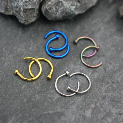 20G Nose Ring Hoop, Nose Hoop, Lip Ring, Lip Piercing, Nose Cuff, Nose Ring, Lip Piercing Jewelry, Nose Piercing,Nose Jewelry in Gold or Silver or Rainbow or Blue