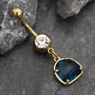 Lapis Lazuli Gemstone Belly Button Ring in Gold