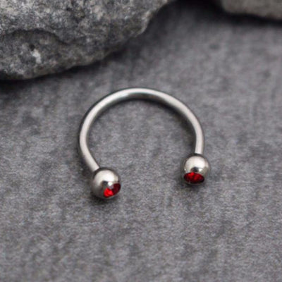 Red Crystal Septum Horseshoe, Septum Ring, Septum Jewelry, Tongue Ring, Tongue Piercing, Lip Ring, Eye Brow Ring, Eyebrow Piercing, Smiley Piercing, Daith, Rook, Tragus, Cartilage, Helix