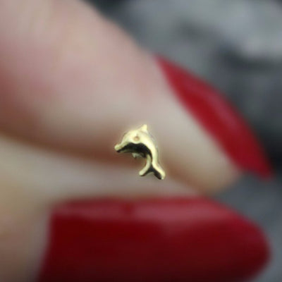 Dolphin Nose Stud, Nose Piercing, Nose Ring, Nose Screw, Nose Jewelry, Nose Jewellery, Nose Bone, Gold Nose Stud, Tiny Nose Ring, Dolphins