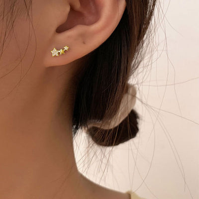 Cute Triple Star Earring Studs Fashion Jewelry for Women - www.MyBodiArt.com #earrings