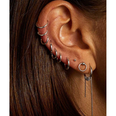 Cute Multiple Ring Hoops Cartilage Helix Ear Piercing Ideas - www.MyBodiArt.com