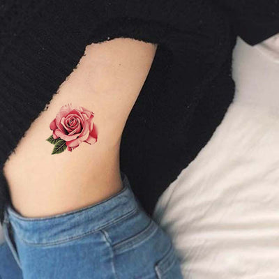 Pretty Rose Floral Flower Watercolor Rib Tattoo Ideas for Women -  Ideas de tatuajes de costillas rosas para mujeres - www.MyBodiArt.com
