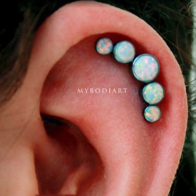 5 Opal Cartilage Helix Ear Piercing Jewelry Ideas Stud 16G for Women -  lindas ideas para perforar orejas - www.MyBodiArt.com