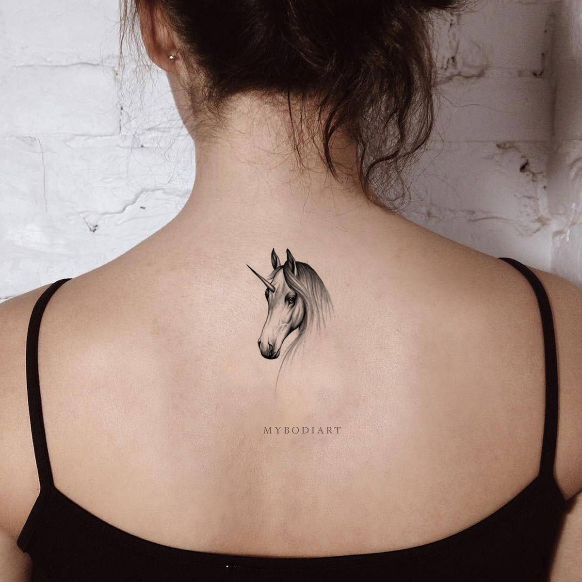 Unicorn Temporary Tattoo, Black and White Arm Tattoo – MyBodiArt, image size:1200x1200
