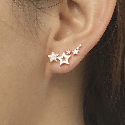Cute Star Ear Climber Earring Studs Fashion Jewelry -  lindos pendientes de estrella - www.MyBodiArt.com