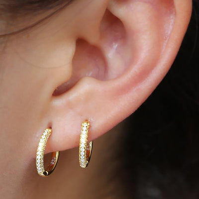 Cute Double Hoop Crystal Hoop Ring Earrings - www.MyBodiArt.com