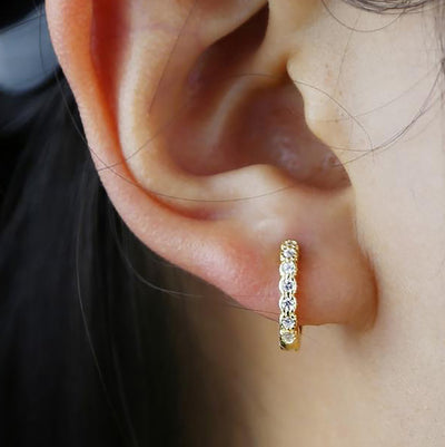 Cute Crystal Huggie Hoop Earrings Fashion Jewelry for Women - www.MyBodiArt.com 