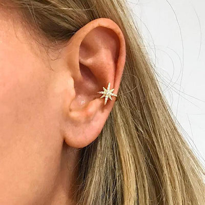 Cute Celestial Star Conch Ear Cuff Earring Fashion Jewelry for Women -  arete estrella - www.MyBodiArt.com 