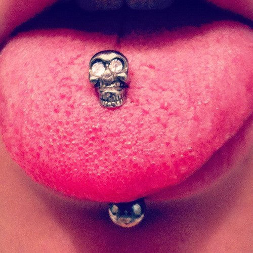 Skull Tongue Piercing Jewelry, Tongue Ring, Tongue Barbell Stud