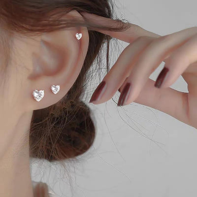 Cute Heart Cartilage Helix Multiple Ear Piercing Jewelry Ideas for Women - www.MyBodiArt.com