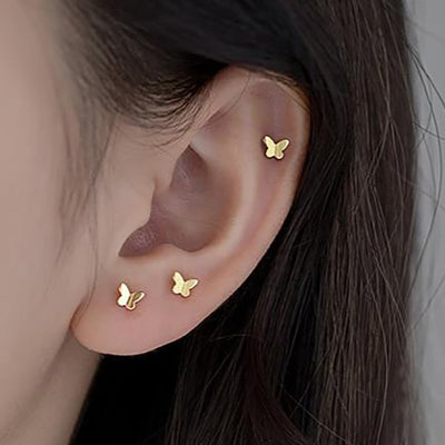 Cute Butterfly Multiple Cartilage Helix Lobe Ear Piercing Ideas for Women - www.MyBodiArt.com #earpiercings
