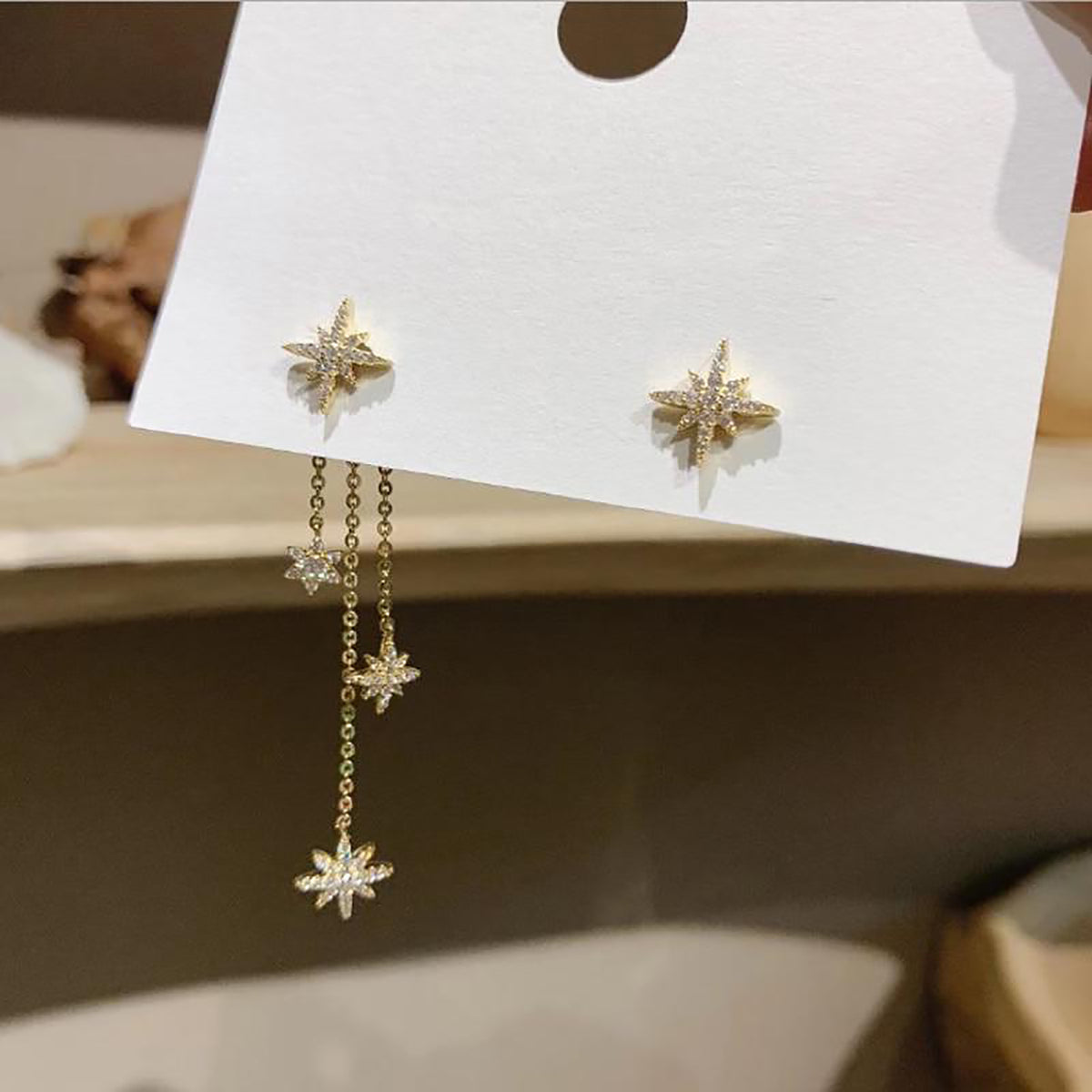Ximena Fancy Starburst Dangle Gold Earring Studs – MyBodiArt
