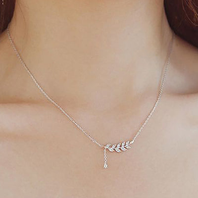 Cute Simple Dainty Floating Leaf Lariat Chain Choker Necklace -  collares lindos - www.MyBodiArt.com 