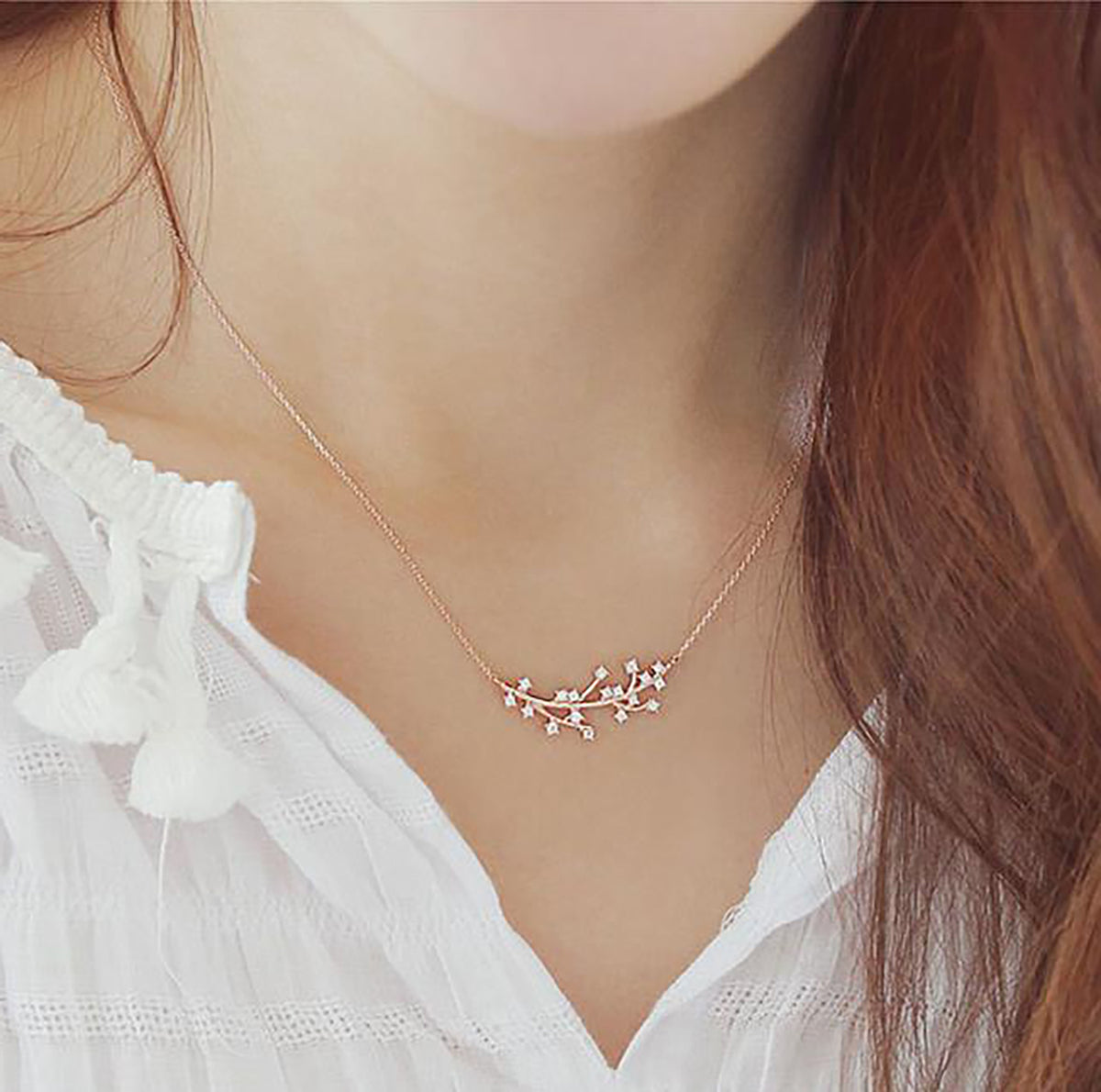 Tanaka Cute Dainty Floating Leaf Chain Choker Necklace – MyBodiArt