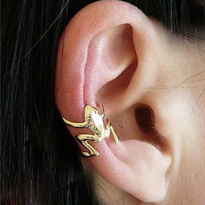 Cute Frog Ear Cuff Earring Cartilage Helix Conch Non Piercing Fashion Jewelry for Women in Gold, Silver - www.MyBodiArt.com