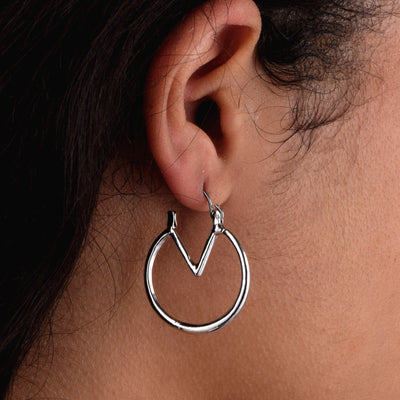Modern Ear Piercing Ideas for Women - Abstract Geometric Triangle Ring Hoop Earrings - www.MyBodiArt.com